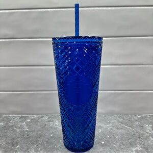 Starbucks 24 Oz. Vibrant Holographic Blue Tumbler with Straw